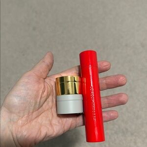 Vibrant Red Lipstick and Gold-Topped Cream Set